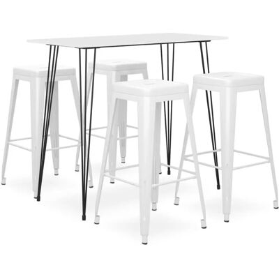 vidaXL 3057402 Moderner weißer Küchen-Esstisch-Set vidaXL 3057402 Moderner weißer Küchen-Esstisch-Set