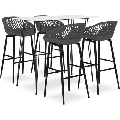 vidaXL 3057405 Modernes Weiß-Grau Küchenbar-Set - Möbelset vidaXL 3057405 Modernes Weiß-Grau Küchenbar-Set - Möbelset