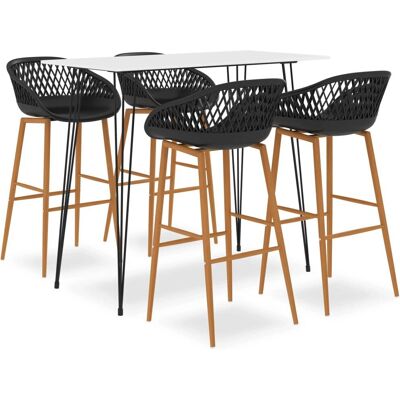 vidaXL 3057406 Küchen-/Esszimmermöbelset - Modern MDF-Tisch, 4 Hocker - Möbelsatz vidaXL 3057406 Küchen-/Esszimmermöbelset - Modern MDF-Tisch, 4 Hocker - Möbelsatz
