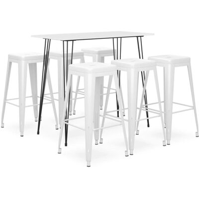 vidaXL Weiß 7-teiliges Bar-Set - Modernes Esszimmermöbel vidaXL Weiß 7-teiliges Bar-Set - Modernes Esszimmermöbel