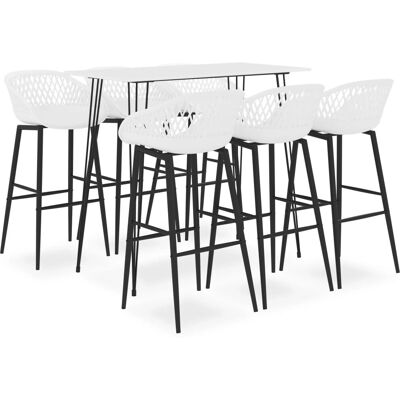 vidaXL Valkoinen 7-osainen Baarisarja - Bar Set vidaXL Valkoinen 7-osainen Baarisarja - Bar Set