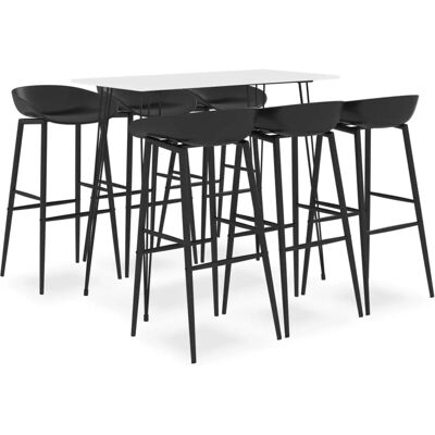vidaXL Weiß und Schwarz 7-teiliges Bar-Set - Küche Esszimmer vidaXL Weiß und Schwarz 7-teiliges Bar-Set - Küche Esszimmer
