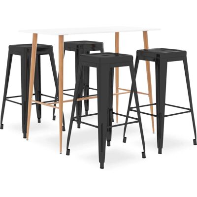vidaXL 485174 5-delig wit en zwart barset - Meubelset vidaXL 485174 5-delig wit en zwart barset - Meubelset