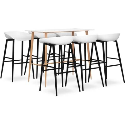 vidaXL Bar Set - Modern MDF & Metal 7-Piece White vidaXL Bar Set - Modern MDF & Metal 7-Piece White