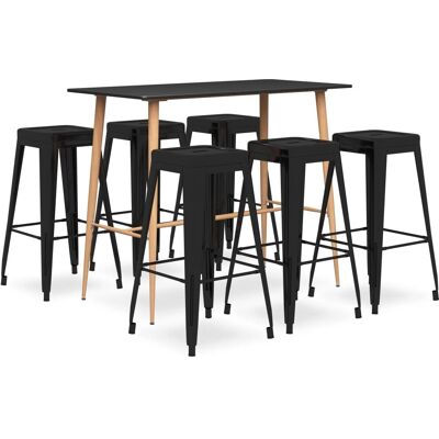 vidaXL Black 7-Piece Bar Set - Modern Design vidaXL Black 7-Piece Bar Set - Modern Design