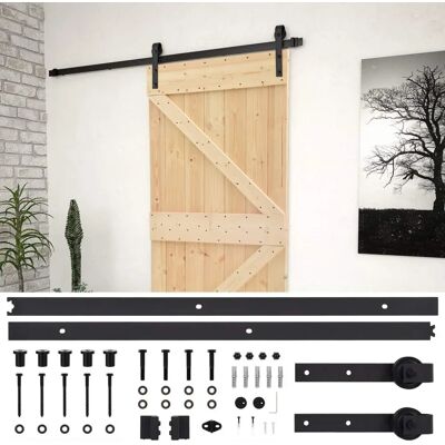 Puerta corredera vidaXL - Madera de pino maciza - Acabado natural - 80x210cm Puerta corredera vidaXL - Madera de pino maciza - Acabado natural - 80x210cm