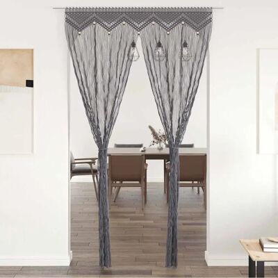 vidaXL Makramee Vorhang Anthrazit - 140x240cm Baumwolle Raumteiler vidaXL Makramee Vorhang Anthrazit - 140x240cm Baumwolle Raumteiler