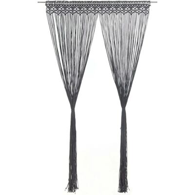 vidaXL Macramé Gordijn Antraciet - Kamerverdeler - Gordijn vidaXL Macramé Gordijn Antraciet - Kamerverdeler - Gordijn