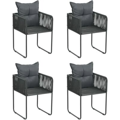 VIDAXL Gartensessel-Set - Schwarz - Gartenstühle mit Kissen - 4 Stück VIDAXL Gartensessel-Set - Schwarz - Gartenstühle mit Kissen - 4 Stück
