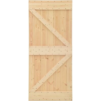 vidaXL Puerta corredera - Madera de pino maciza, 80x210 cm vidaXL Puerta corredera - Madera de pino maciza, 80x210 cm