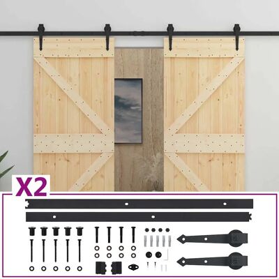 Puerta corredera de madera de pino maciza de vidaXL - 80x210 cm Puerta corredera de madera de pino maciza de vidaXL - 80x210 cm