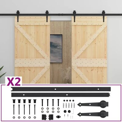 vidaXL Puerta corredera - 100x210 cm - Madera maciza - Sólida y duradera vidaXL Puerta corredera - 100x210 cm - Madera maciza - Sólida y duradera