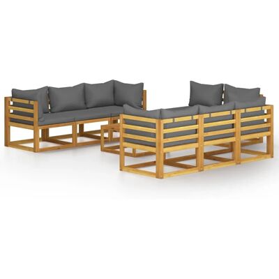 Vida XL Europe B.V. vidaXL 9 pcs Garden Lounge Set with Cushions in Solid Acacia Wood Vida XL Europe B.V. vidaXL 9 pcs Garden Lounge Set with Cushions in Solid Acacia Wood