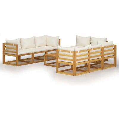 vidaXL Tuinmeubelset - 9-delig, Crème Kussens, Acaciahout vidaXL Tuinmeubelset - 9-delig, Crème Kussens, Acaciahout