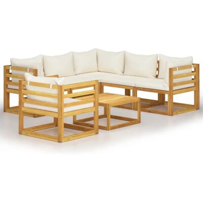 VidaXL Tuinmeubelset - Modulair 7-delig Creme Hout VidaXL Tuinmeubelset - Modulair 7-delig Creme Hout
