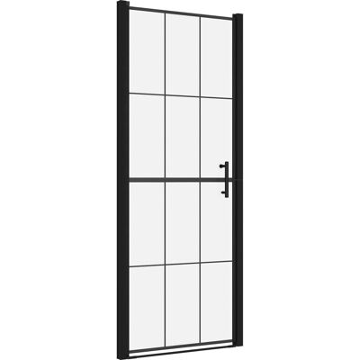vidaXL Drzwi prysznicowe ze szkła hartowanego 91x195 cm Czarny - Prysznic vidaXL Drzwi prysznicowe ze szkła hartowanego 91x195 cm Czarny - Prysznic
