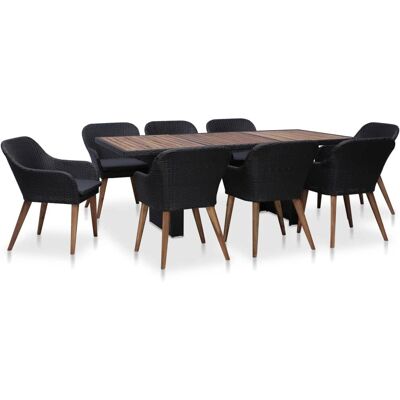 vidaXL Garten-Esstisch-Set mit Stühlen - Schwarz Poly Rattan vidaXL Garten-Esstisch-Set mit Stühlen - Schwarz Poly Rattan