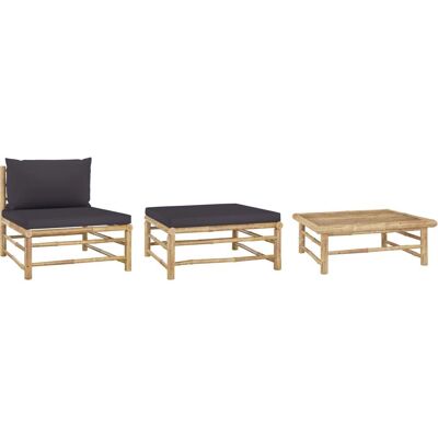 Conjunto de móveis de jardim em bambu com almofadas vidaXL Conjunto de móveis de jardim em bambu com almofadas vidaXL