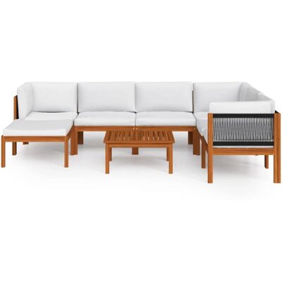 vidaXL Tuin Lounge Set - Acacia Hout, Witte Kussens, 8 st vidaXL Tuin Lounge Set - Acacia Hout, Witte Kussens, 8 st
