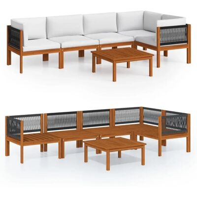 vidaXL Tuin Lounge Set - Duurzaam Acaciahout, Crème Kussens vidaXL Tuin Lounge Set - Duurzaam Acaciahout, Crème Kussens