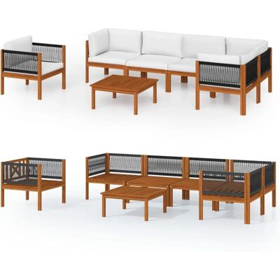vidaXL Tuin Lounge Set - Acaciahout, Crème Kussens vidaXL Tuin Lounge Set - Acaciahout, Crème Kussens