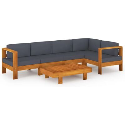 vidaXL Gartenmöbel-Set - Akazienholz, Dunkelgraue Kissen - Gartenmöbel vidaXL Gartenmöbel-Set - Akazienholz, Dunkelgraue Kissen - Gartenmöbel