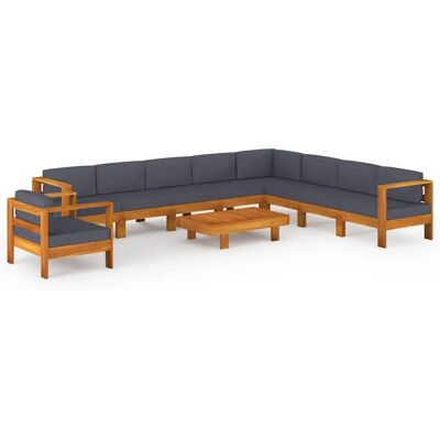 Ensemble de Mobilier d'Extérieur VidaXL - Coussins Gris Foncé - Publicité Ensemble de Mobilier d'Extérieur VidaXL - Coussins Gris Foncé - Publicité