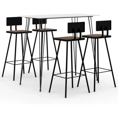 vidaXL Wit 5-delig Bar Set - Eettafel & Stoelen vidaXL Wit 5-delig Bar Set - Eettafel & Stoelen