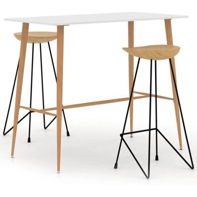 vidaXL Weiß 3-teiliges Bar Set - Esstisch & Stühle vidaXL Weiß 3-teiliges Bar Set - Esstisch & Stühle