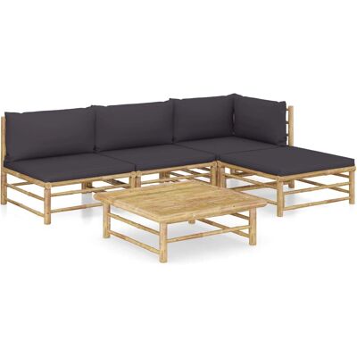 vidaXL Buitenmeubelset - Modular Bamboe Lounge - Tuinset vidaXL Buitenmeubelset - Modular Bamboe Lounge - Tuinset