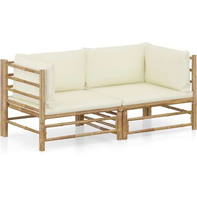 vidaXL Conjunto de móveis de exterior - Bambu, Almofadas, 70x70x60cm vidaXL Conjunto de móveis de exterior - Bambu, Almofadas, 70x70x60cm