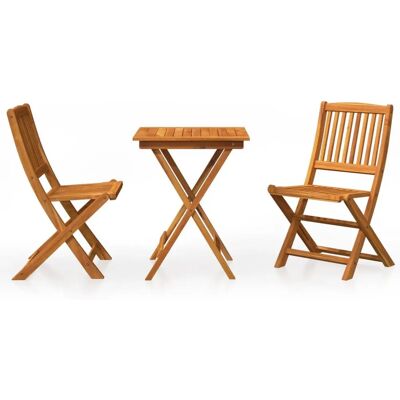 vidaXL Gartentisch-Set aus massivem Akazienholz, faltbar, 3-tlg. vidaXL Gartentisch-Set aus massivem Akazienholz, faltbar, 3-tlg.