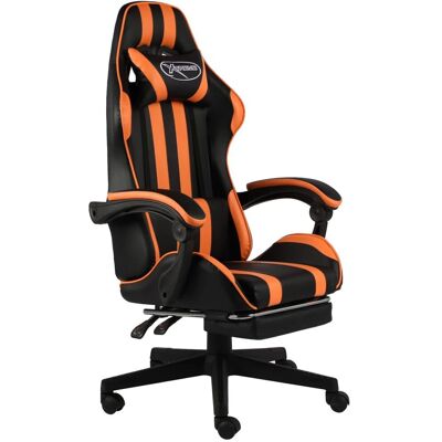 VidaXL Bürostuhl/Computersessel - Schwarz & Orange Kunstleder Gaming-Stuhl mit Fußstütze VidaXL Bürostuhl/Computersessel - Schwarz & Orange Kunstleder Gaming-Stuhl mit Fußstütze