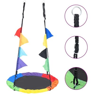vidaXL Regenbogen-Schaukel mit Fahnen - Outdoor-Spielzeug für Kinder vidaXL Regenbogen-Schaukel mit Fahnen - Outdoor-Spielzeug für Kinder
