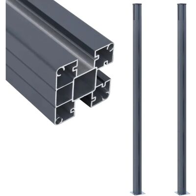vidaXL Zaunpfosten 2 Stück Dunkelgrau 185 cm Aluminium - Zaunpfosten vidaXL Zaunpfosten 2 Stück Dunkelgrau 185 cm Aluminium - Zaunpfosten