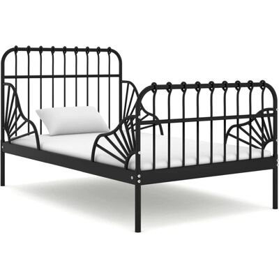 vidaXL Ausziehbares Bettgestell Schwarz Metall 80x130/200 cm - Bettart vidaXL Ausziehbares Bettgestell Schwarz Metall 80x130/200 cm - Bettart