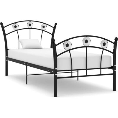 VidaXL Schwarzes Metall-Fußball-Bettrahmen - Einzel 90x200cm VidaXL Schwarzes Metall-Fußball-Bettrahmen - Einzel 90x200cm