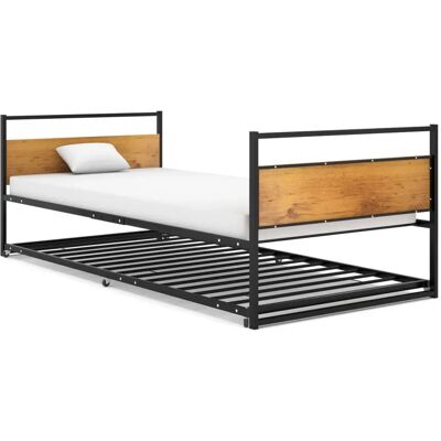 vidaXL 324748 Zwart metalen uitschuifbed - Bedframe vidaXL 324748 Zwart metalen uitschuifbed - Bedframe
