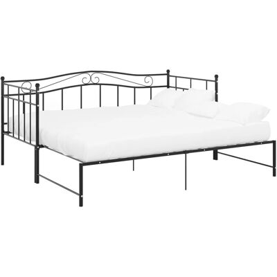 vidaXL Vedettävä vuodesohva runko ilman patjaa Musta metalli 90x200 cm - Vuodesohva vidaXL Vedettävä vuodesohva runko ilman patjaa Musta metalli 90x200 cm - Vuodesohva