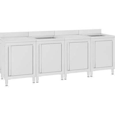 vidaXL Rustfrit stål køkkenskab med vask 240x60x96 cm - Køkkenskab vidaXL Rustfrit stål køkkenskab med vask 240x60x96 cm - Køkkenskab