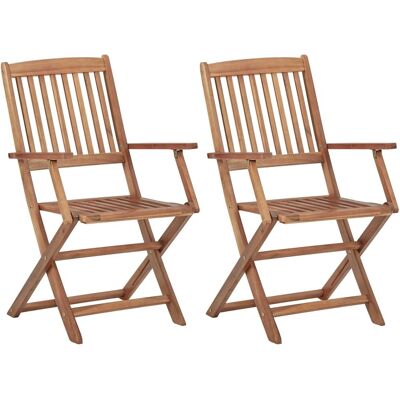 vidaXL 2x Massiv Akazien Holz Klappbare Gartenstühle vidaXL 2x Massiv Akazien Holz Klappbare Gartenstühle
