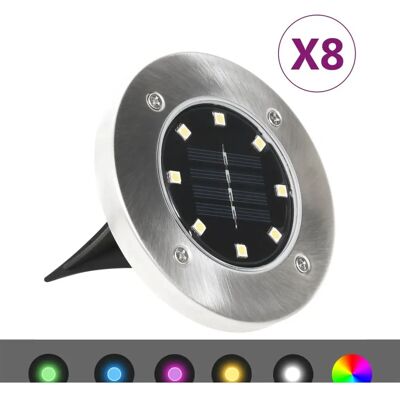 vidaXL 8x Solar Bodenleuchten RGB Außenbeleuchtung - Bodenleuchten vidaXL 8x Solar Bodenleuchten RGB Außenbeleuchtung - Bodenleuchten