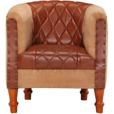 vidaXL - Fauteuil Carré en Cuir Authentique - Marron - Fauteuil - Publicité vidaXL - Fauteuil Carré en Cuir Authentique - Marron - Fauteuil - Publicité