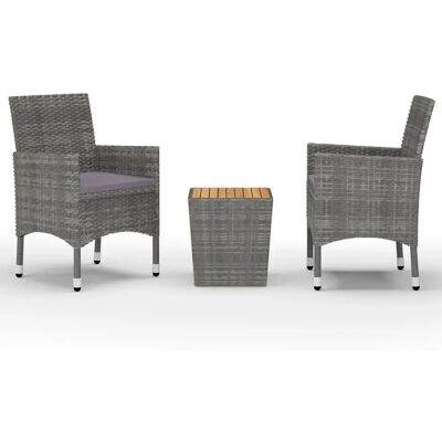vidaXL 3-teiliges Gartentischset - Wetterfestes Akazienholz & Rattan vidaXL 3-teiliges Gartentischset - Wetterfestes Akazienholz & Rattan