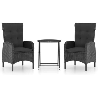 VidaXL Gartenmöbel-Set - 3-teiliges Rattan- und Glastisch VidaXL Gartenmöbel-Set - 3-teiliges Rattan- und Glastisch