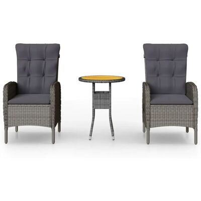 Zestaw stołów ogrodowych Maisonchic - Szary, Syntetyczny Rattan, 3 Elementy Zestaw stołów ogrodowych Maisonchic - Szary, Syntetyczny Rattan, 3 Elementy
