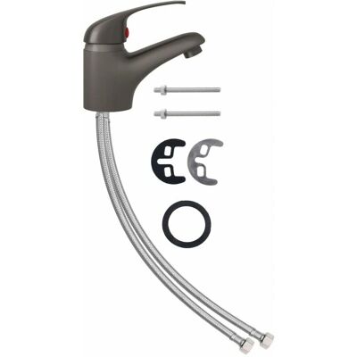 vidaXL Bateria umywalkowa szara - Armatura łazienkowa - Instalacja hydrauliczna vidaXL Bateria umywalkowa szara - Armatura łazienkowa - Instalacja hydrauliczna