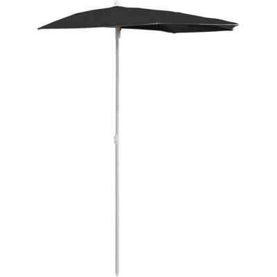 Sombrilla de jardín semicircular vidaXL con poste - 180x90 cm, negro Sombrilla de jardín semicircular vidaXL con poste - 180x90 cm, negro