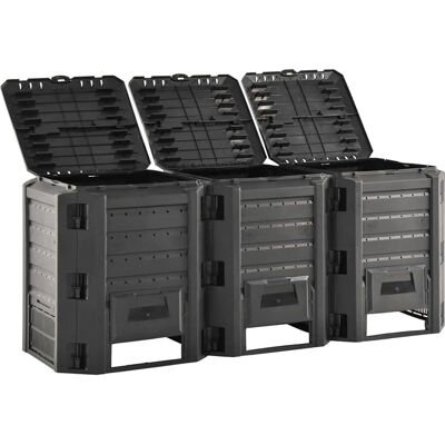 vidaXL Compostador de jardín negro 1200 L - Compostador de jardín vidaXL Compostador de jardín negro 1200 L - Compostador de jardín