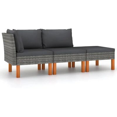 Set giardino Maisonchic eucalipto e rattan - Grigio Set giardino Maisonchic eucalipto e rattan - Grigio